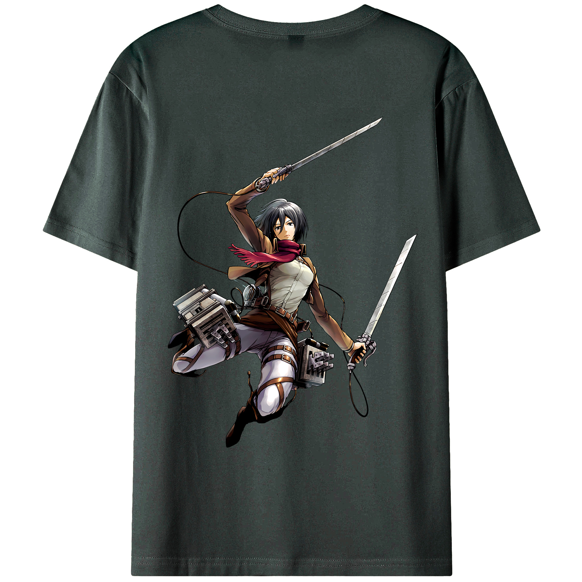 （画像用） 進撃の巨人 ミカサ·アッカーマン Attack on Titan Mikasa Ackerman 綿100％ メンズ半袖Tシャツ（バックプリント） 通気性